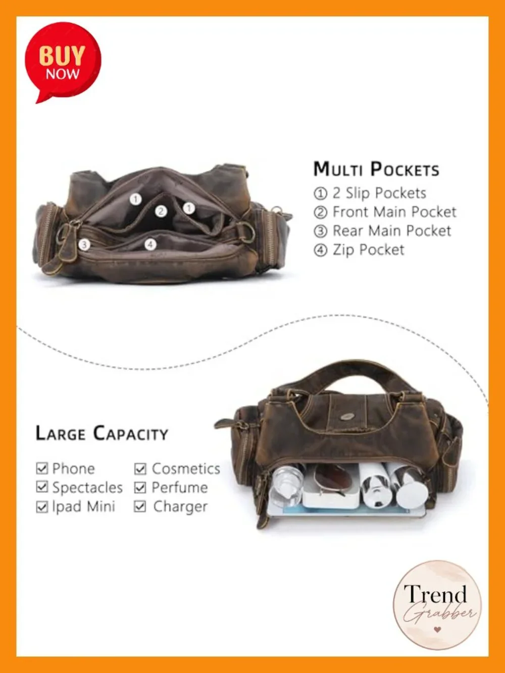 Vegan Leather Hobo Purses for Women Small Crossbody Handbag Multi-Pocket